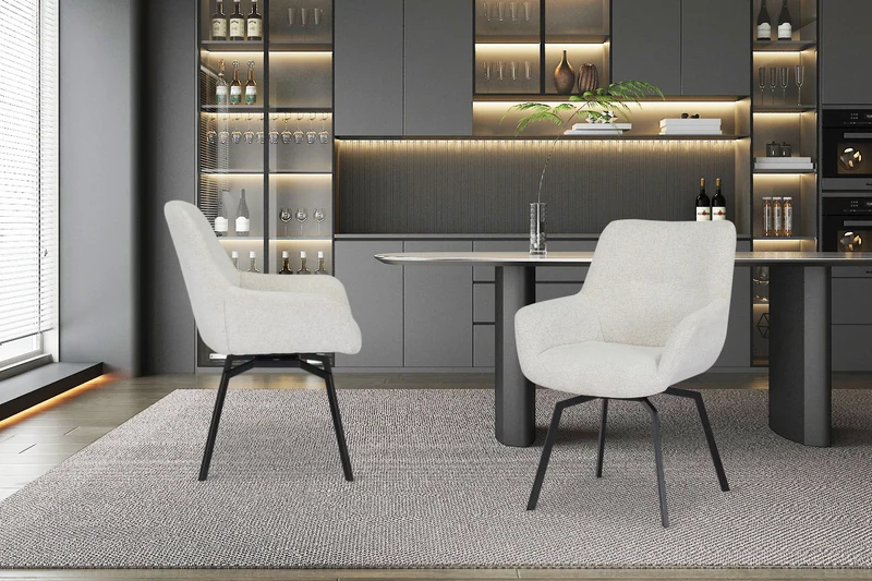 Chaise Modest Pivotant Tissu chenille Ecru
