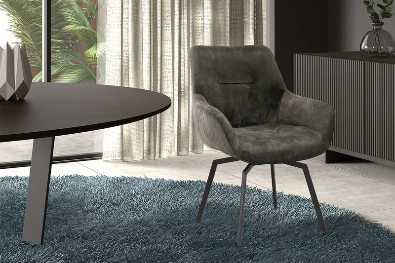 Chaise Modest Pivotant Velours Vert