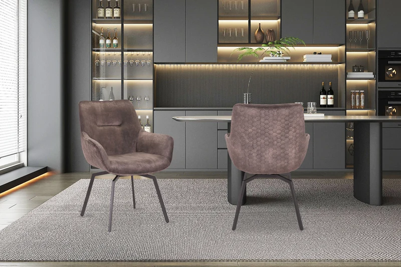 Chaise Modest Pivotant Velours Taupe