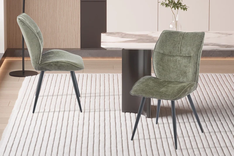 Chaise Faye Tissu Marbella 2 Coloris : Vert et Bleu