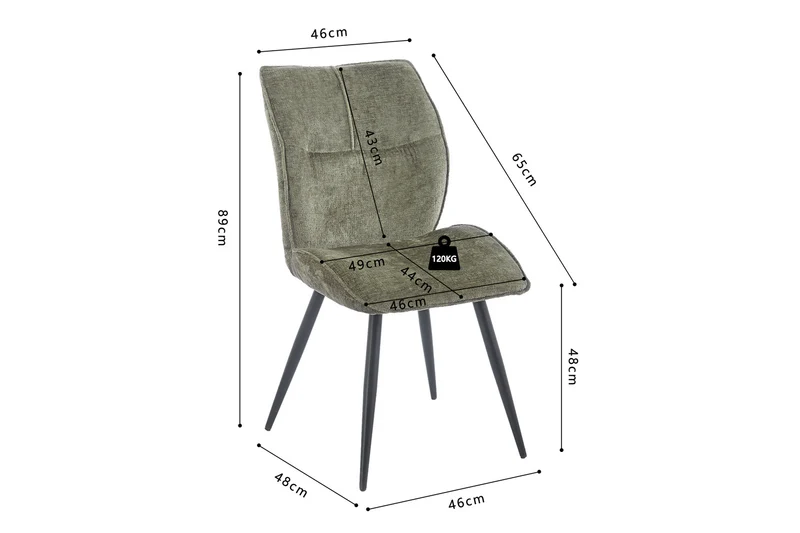 Chaise Faye Tissu Marbella 2 Coloris : Vert et Bleu
