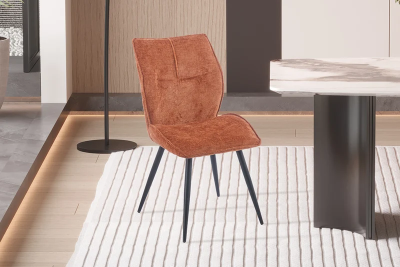 Chaise Faye Tissu Marbella 2 coloris : Terracotta Tangerine