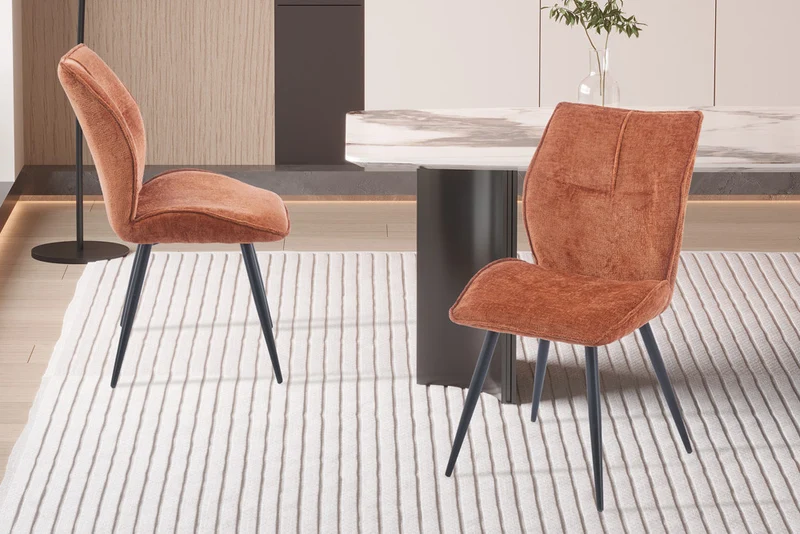 Chaise Faye Tissu Marbella 2 coloris : Terracotta Tangerine
