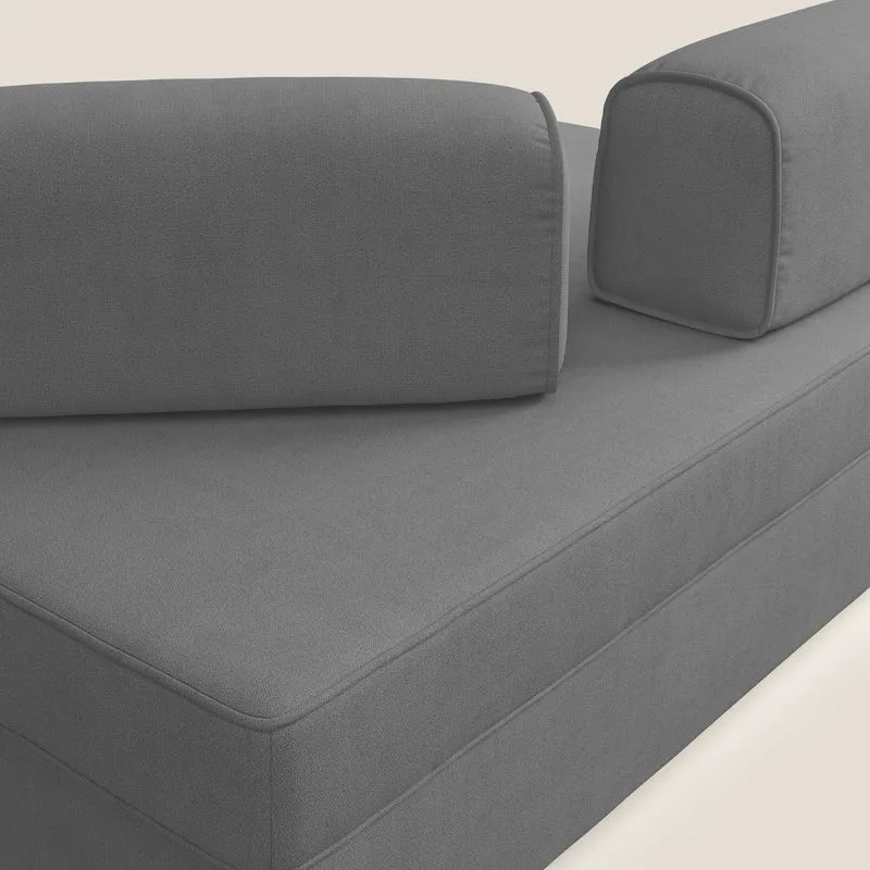 Liberty canapé avec pouf extractible et dossier amovible en tissu doux imperméable T02 gris