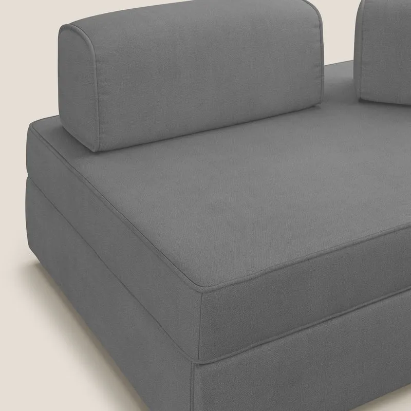 Liberty canapé avec pouf extractible et dossier amovible en tissu doux imperméable T02 gris