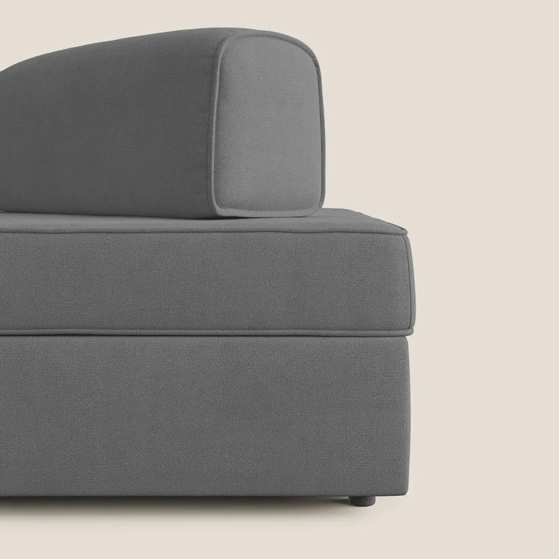 Liberty canapé avec pouf extractible et dossier amovible en tissu doux imperméable T02 gris