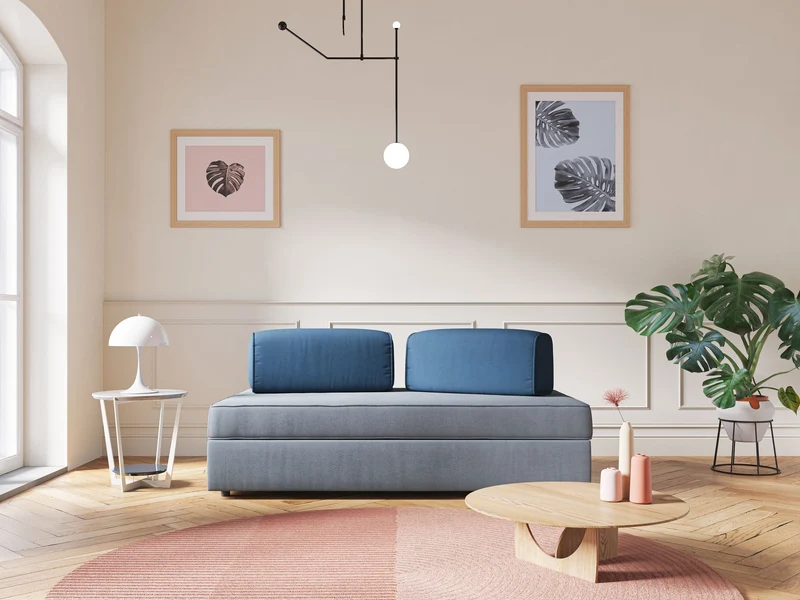 Liberty canapé avec pouf extractible et dossier amovible en tissu doux imperméable T02 gris