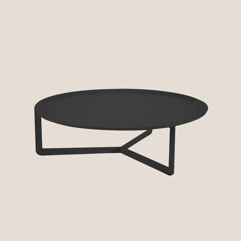 Round Table basse ronde de salon en métal h23 cm noir