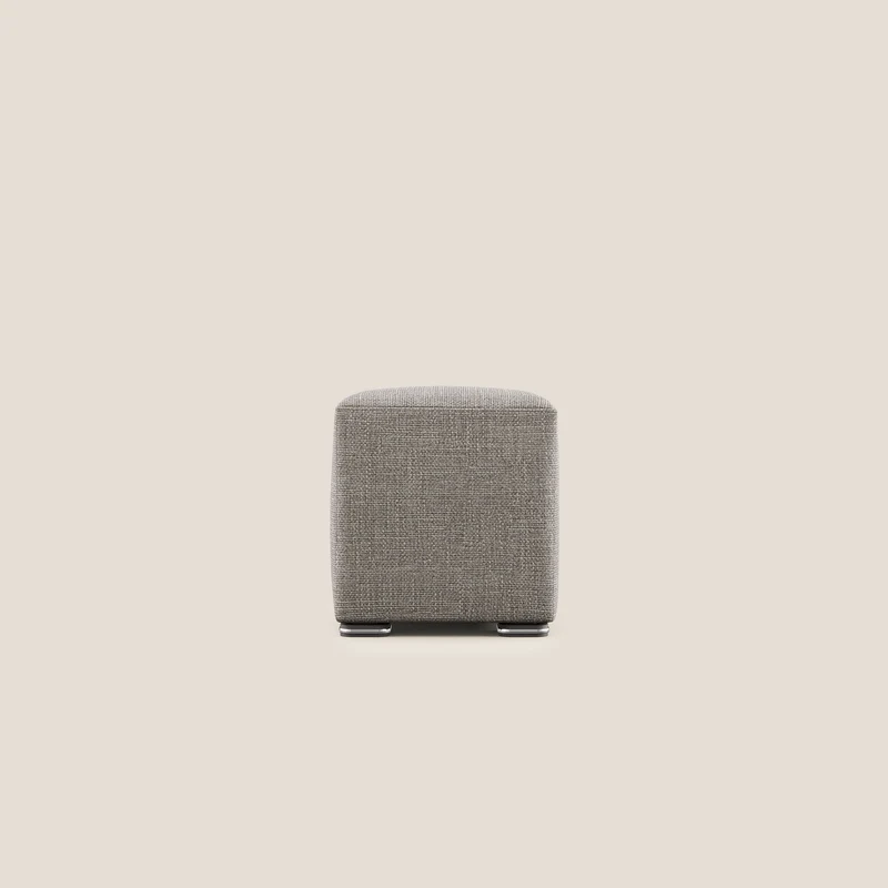 Cube pouf en tissu doux imperméable entrelacé melangé T06 Taupe tortora