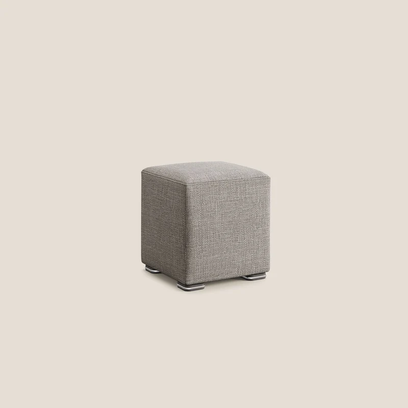Cube pouf en tissu doux imperméable entrelacé melangé T06 Taupe tortora