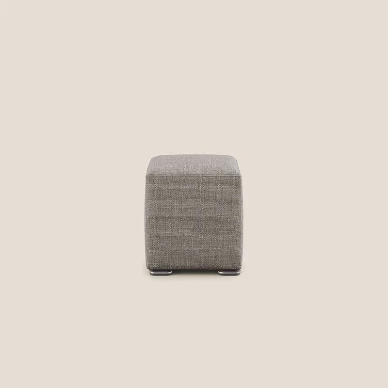 Cube pouf en tissu doux imperméable entrelacé melangé T06 Taupe tortora