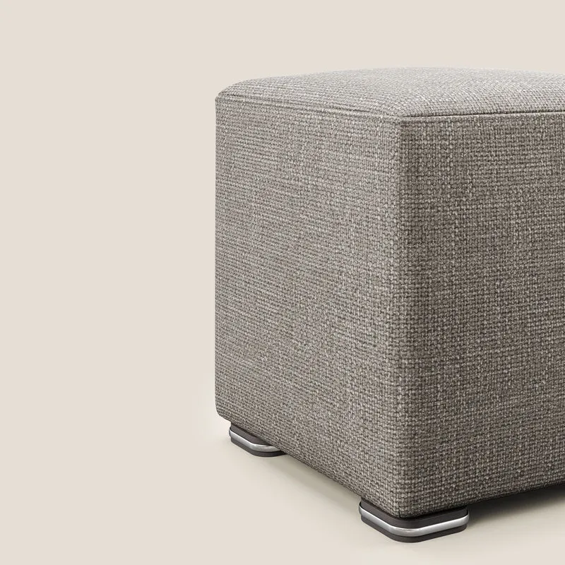 Cube pouf en tissu doux imperméable entrelacé melangé T06 Taupe tortora