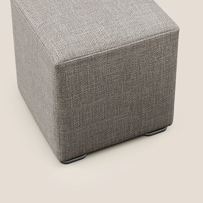 Cube pouf en tissu doux imperméable entrelacé melangé T06 Taupe tortora