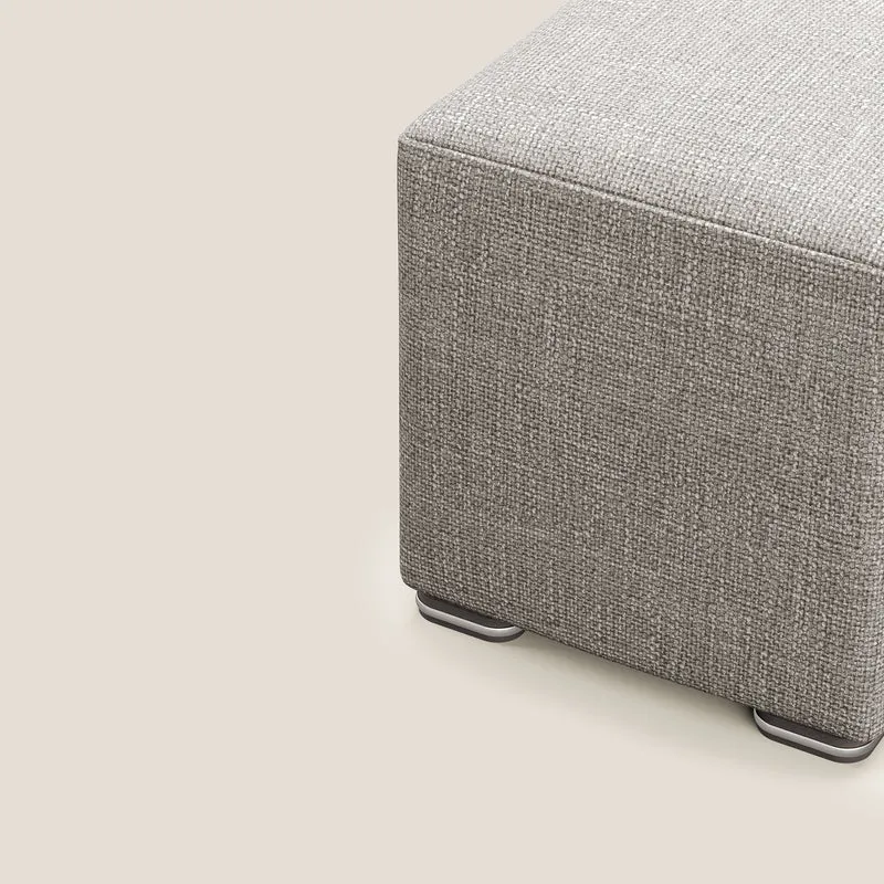 Cube pouf en tissu doux imperméable entrelacé melangé T06 Taupe tortora