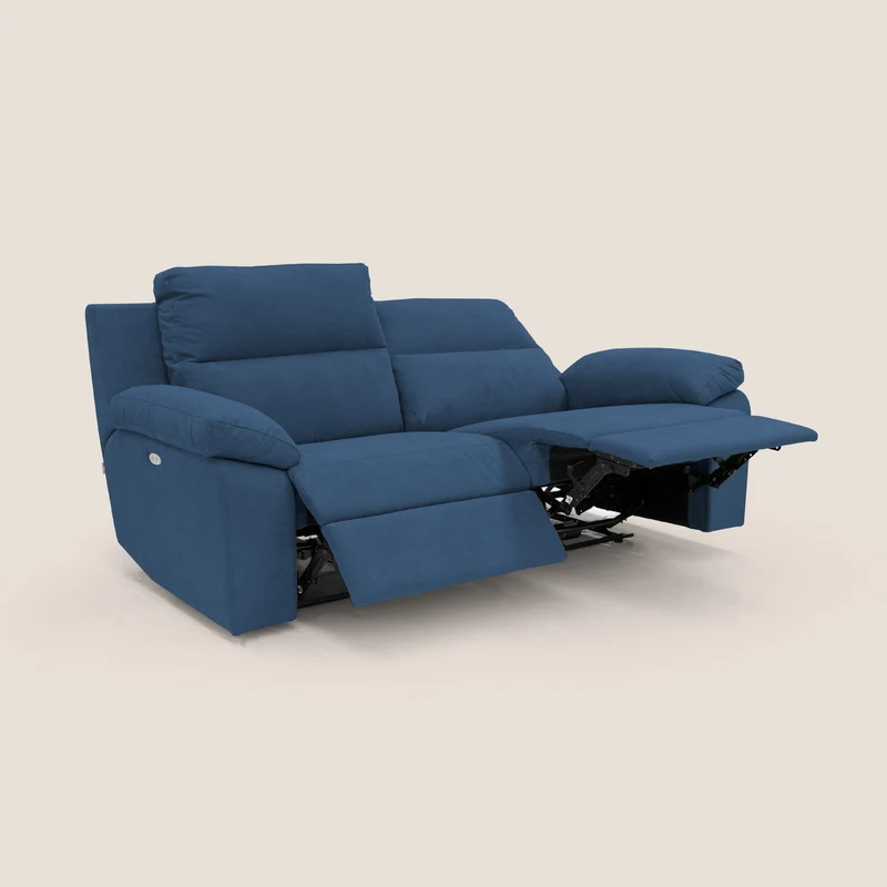 Romeo Canapé avec relax électrique en tissu doux imperméable T02 bleu