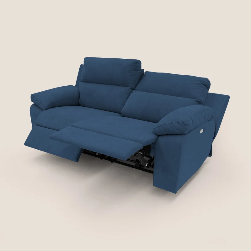 Romeo Canapé avec relax électrique en tissu doux imperméable T02 bleu