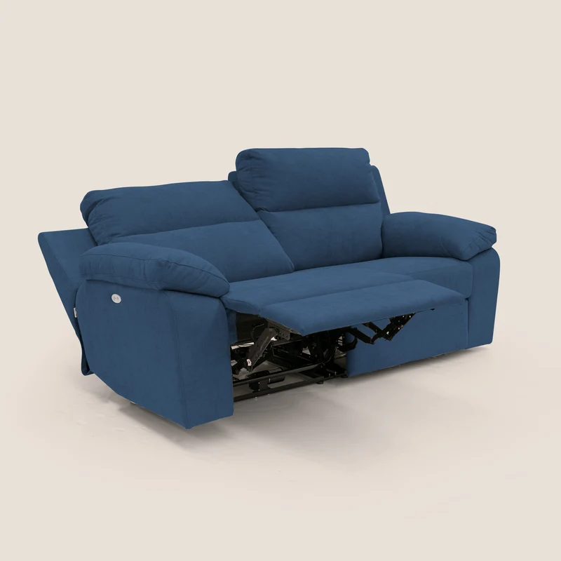 Romeo Canapé avec relax électrique en tissu doux imperméable T02 bleu