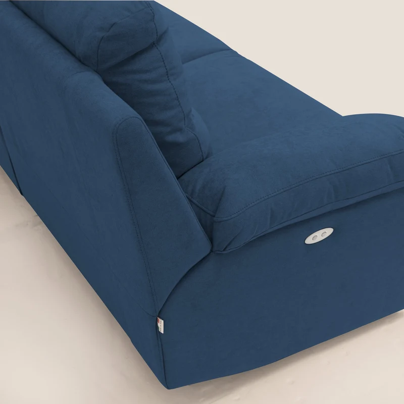 Romeo Canapé avec relax électrique en tissu doux imperméable T02 bleu