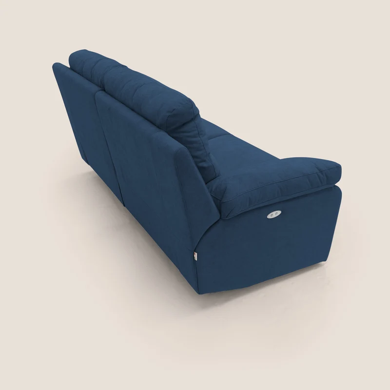 Romeo Canapé avec relax électrique en tissu doux imperméable T02 bleu