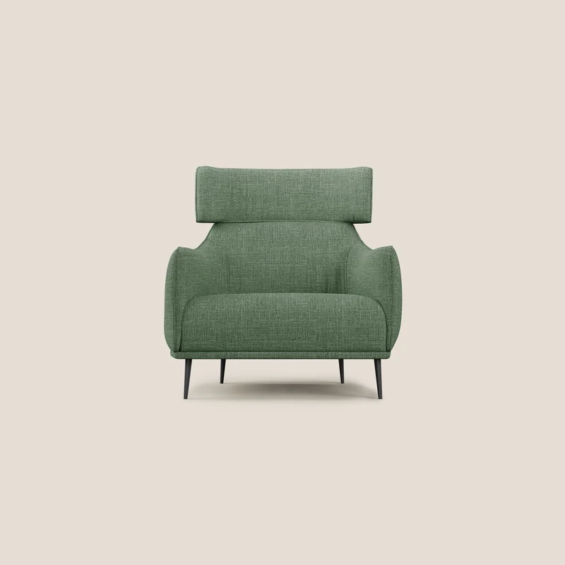 Zelda Fauteuil au design moderne en tissu doux et imperméable T06 vert