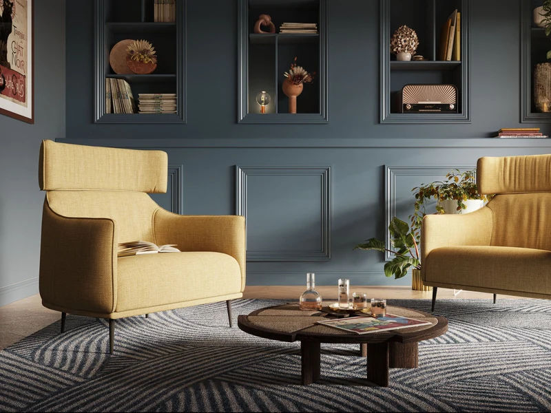 Zelda Fauteuil au design moderne en tissu doux et imperméable T06 vert