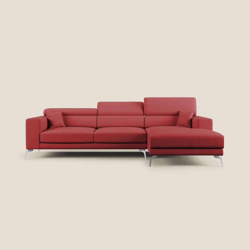 Blade Canapé d'angle moderne avec têtières inclinables en Similicuir T04 rouge