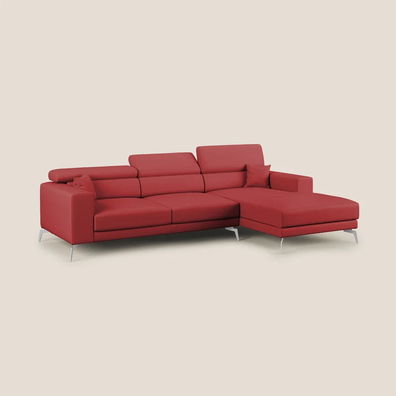 Blade Canapé d'angle moderne avec têtières inclinables en Similicuir T04 rouge