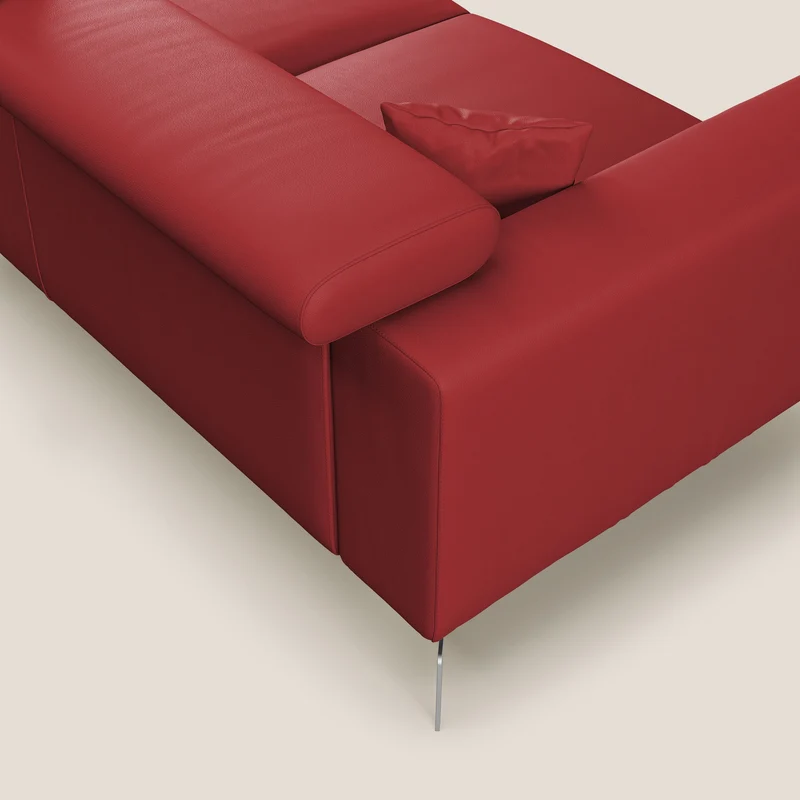 Blade Canapé d'angle moderne avec têtières inclinables en Similicuir T04 rouge