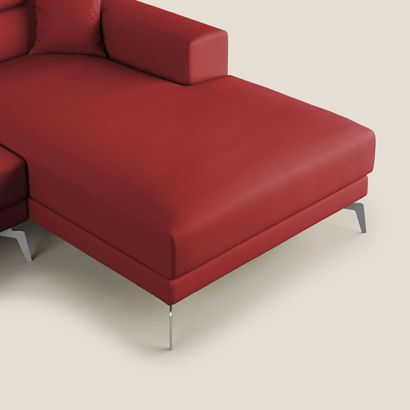 Blade Canapé d'angle moderne avec têtières inclinables en Similicuir T04 rouge