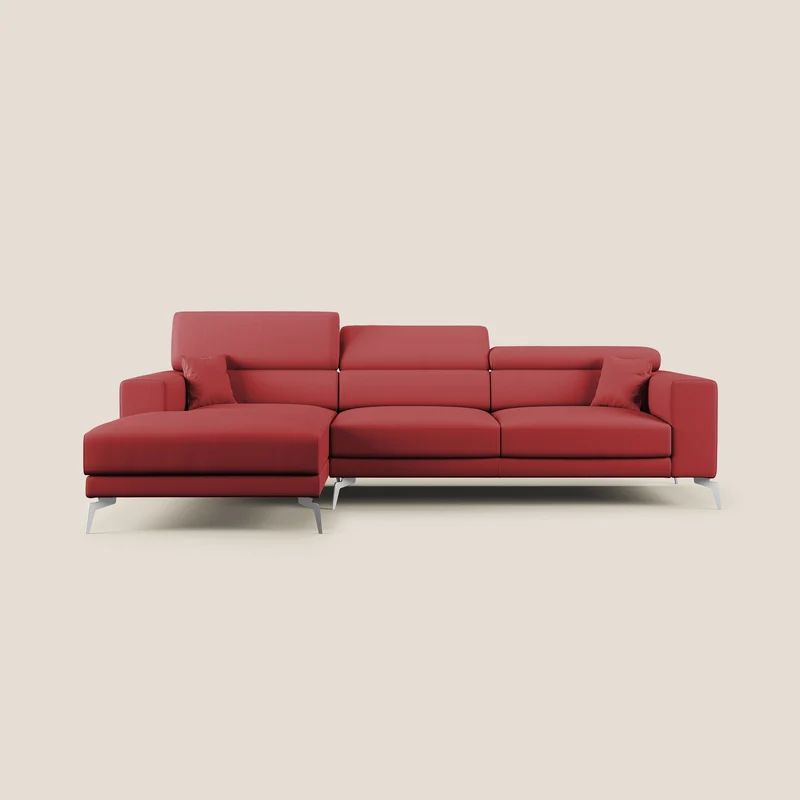 Blade Canapé d'angle moderne avec têtières inclinables en Similicuir T04 rouge