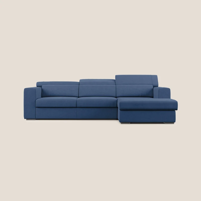 Vegas canapé d'angle avec têtières inclinables en microfibre imperméable T11 bleu