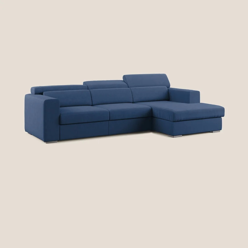 Vegas canapé d'angle avec têtières inclinables en microfibre imperméable T11 bleu