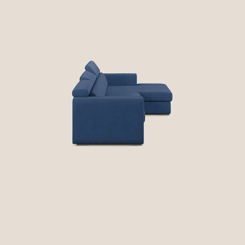 Vegas canapé d'angle avec têtières inclinables en microfibre imperméable T11 bleu