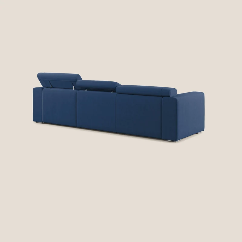 Vegas canapé d'angle avec têtières inclinables en microfibre imperméable T11 bleu