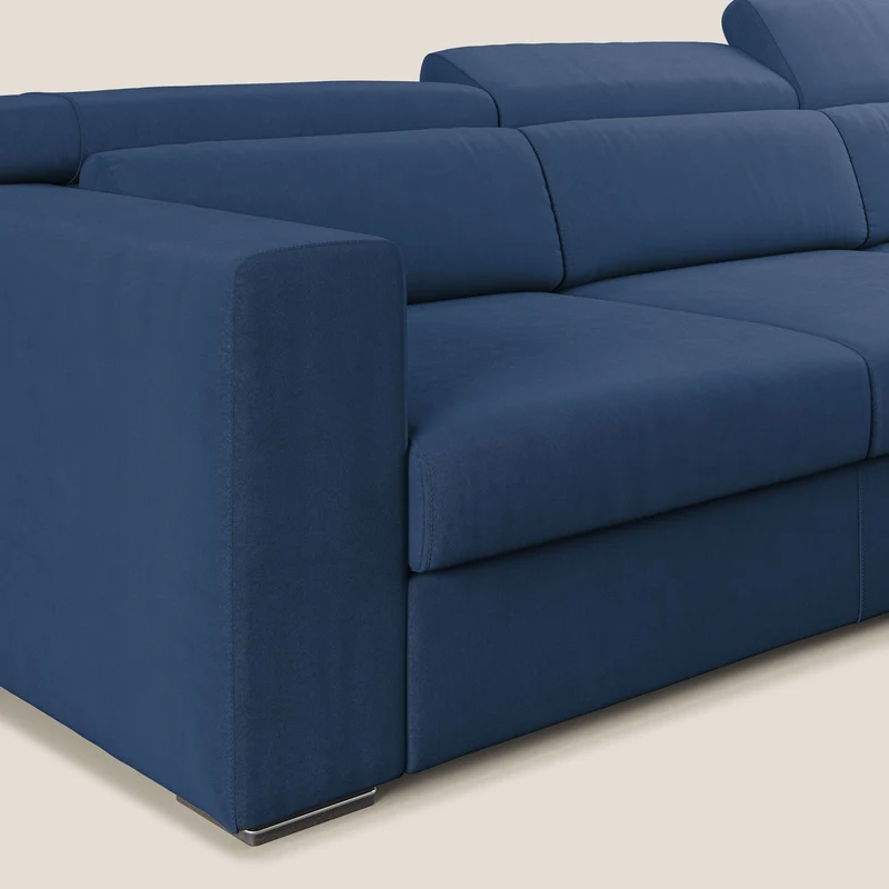 Vegas canapé d'angle avec têtières inclinables en microfibre imperméable T11 bleu
