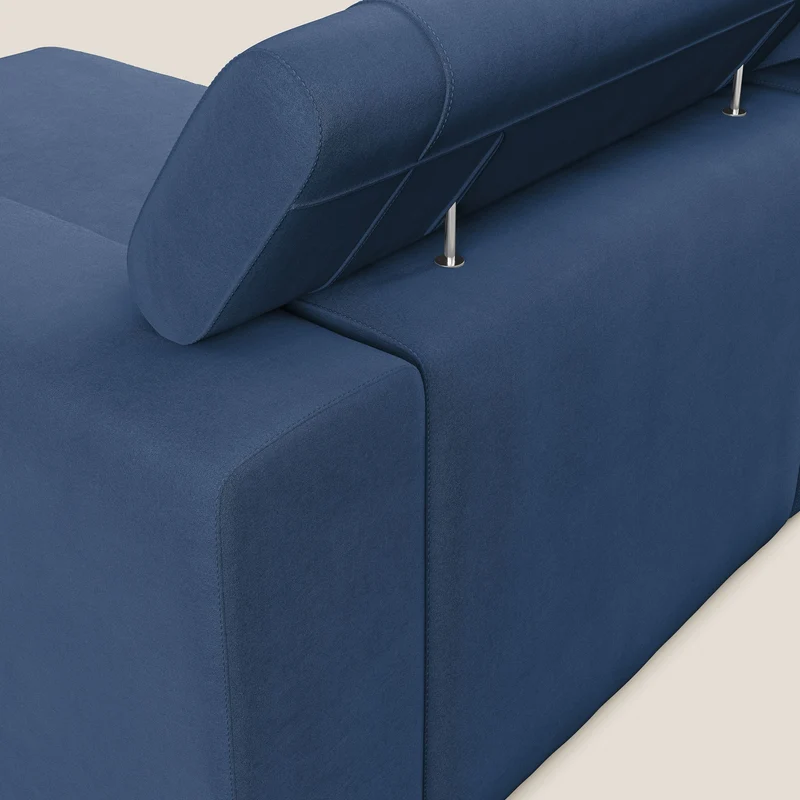 Vegas canapé d'angle avec têtières inclinables en microfibre imperméable T11 bleu