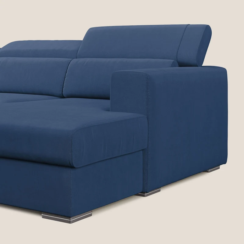 Vegas canapé d'angle avec têtières inclinables en microfibre imperméable T11 bleu