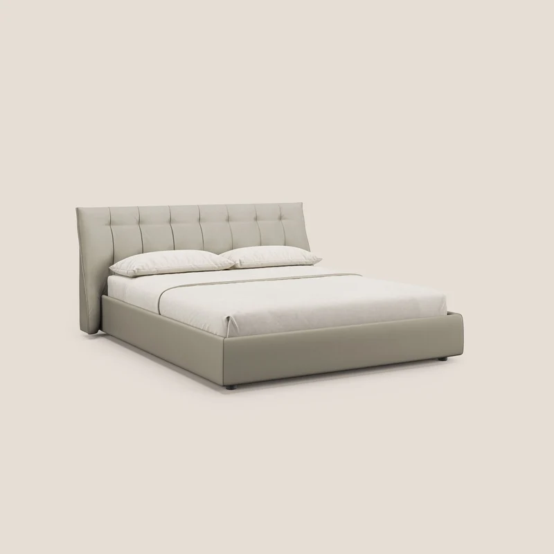 Clizia Lit de design avec coffre de rangement en simili-cuir imperméable T04 Taupe tortora