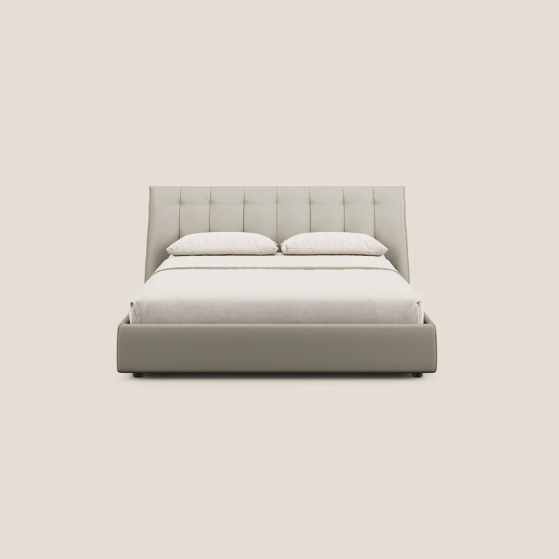 Clizia Lit de design avec coffre de rangement en simili-cuir imperméable T04 Taupe tortora