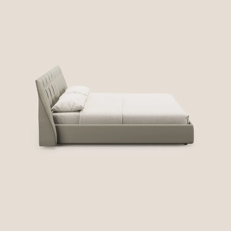 Clizia Lit de design avec coffre de rangement en simili-cuir imperméable T04 Taupe tortora