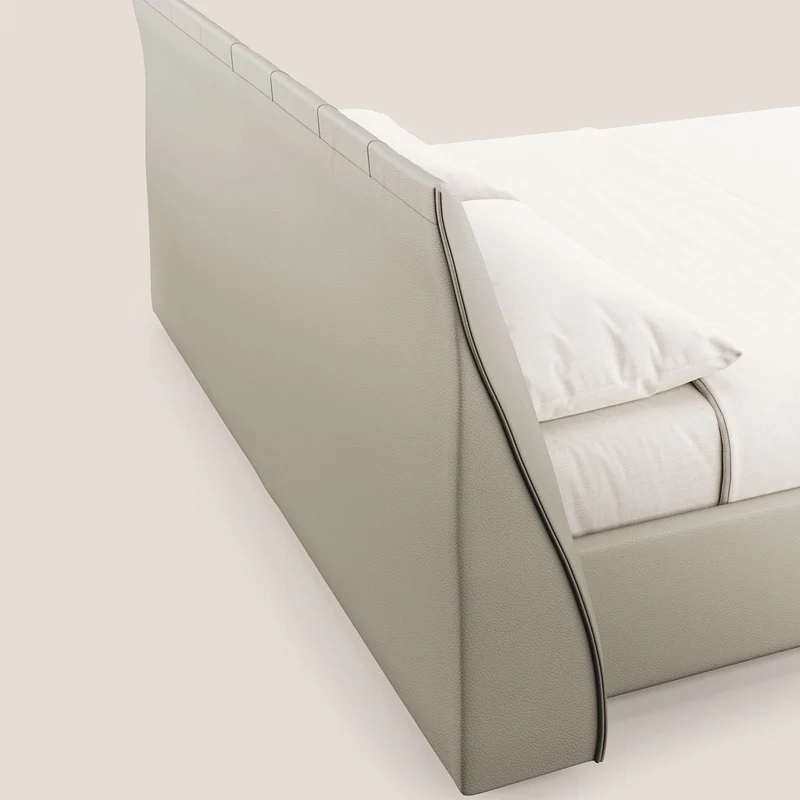 Clizia Lit de design avec coffre de rangement en simili-cuir imperméable T04 Taupe tortora