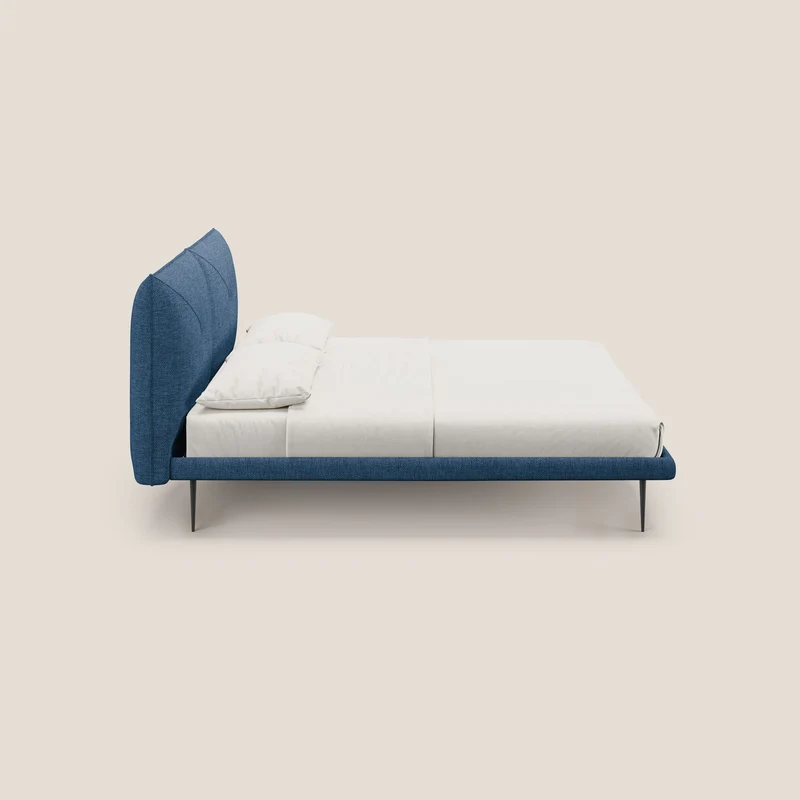 Jolie lit à double panneau et pieds hauts en métal en tissu détachable T18 bleu