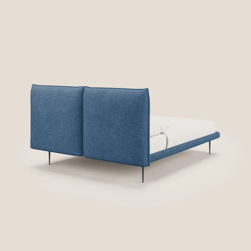 Jolie lit à double panneau et pieds hauts en métal en tissu détachable T18 bleu