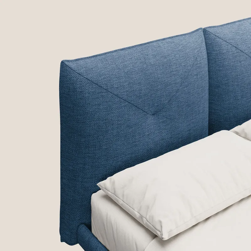 Jolie lit à double panneau et pieds hauts en métal en tissu détachable T18 bleu