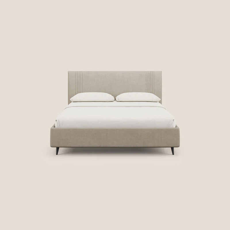 Yvonne lit avec coffre en tissu doux imperméable T02 beige
