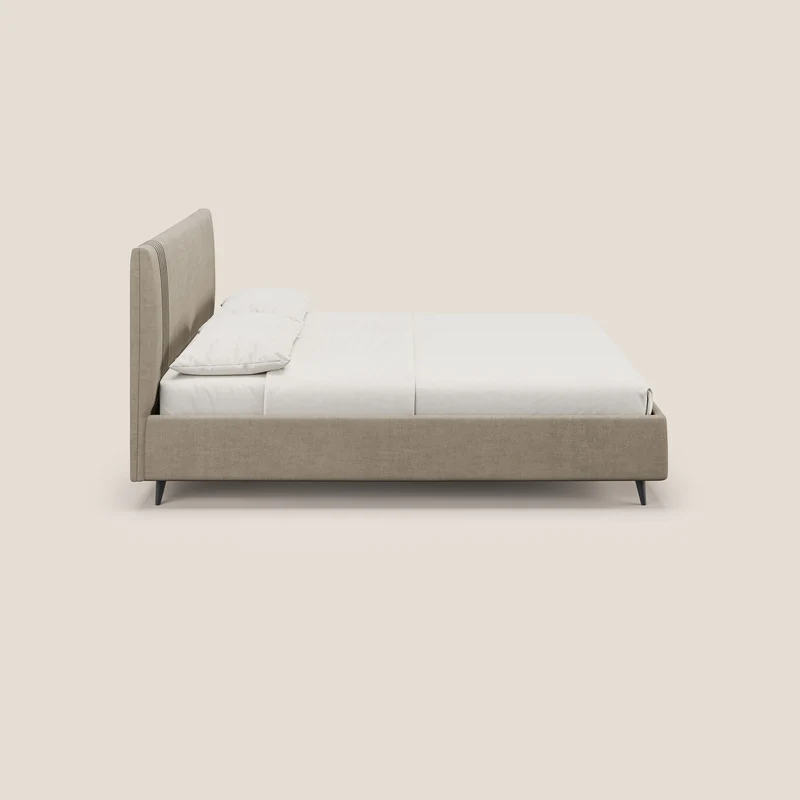 Yvonne lit avec coffre en tissu doux imperméable T02 beige