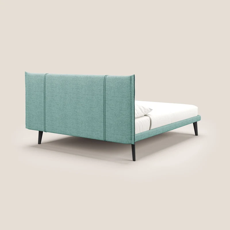 Klaus lit moderne avec pieds foncés et tissu flammé imperméable T03 vert d'eau