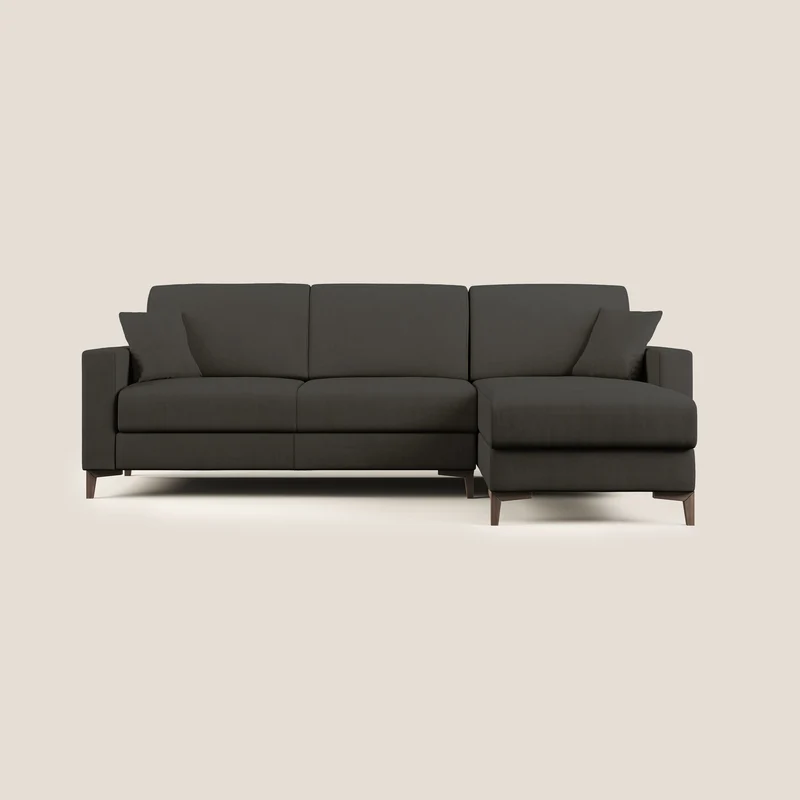 Kafka canapé d'angle convertible en tissu doux imperméable T02 noir