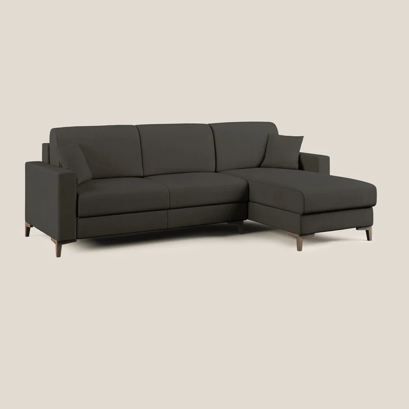 Kafka canapé d'angle convertible en tissu doux imperméable T02 noir