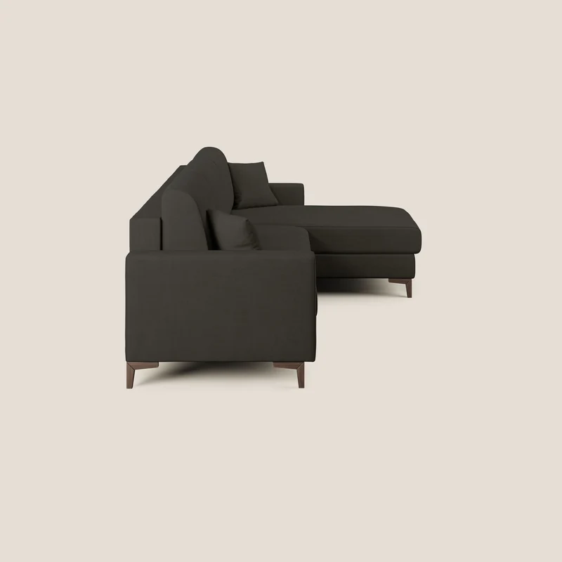 Kafka canapé d'angle convertible en tissu doux imperméable T02 noir